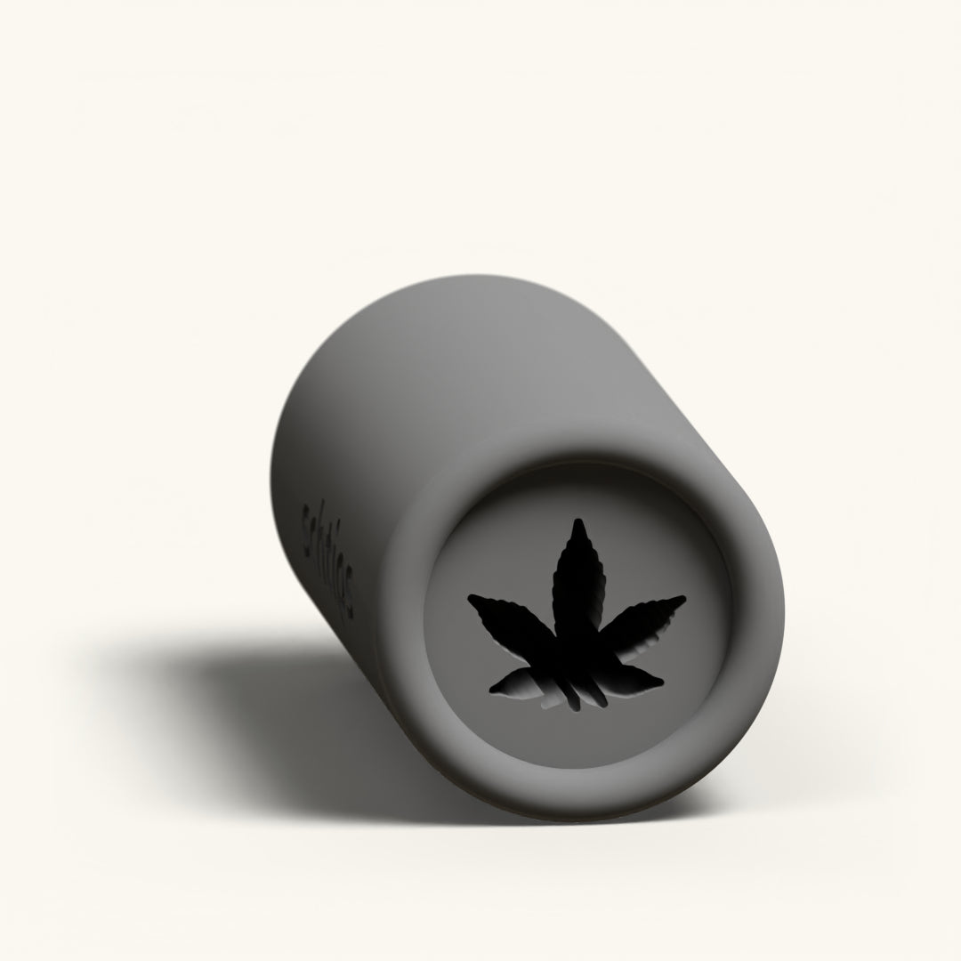 Entheogenic Cannabis custom joint filter tip, reusable 12mm charcoal rolling tip with cannabis leaf logo in the face