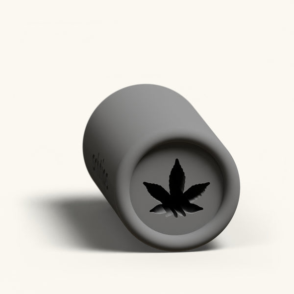 Entheogenic Cannabis custom joint filter tip, reusable 12mm charcoal rolling tip with cannabis leaf logo in the face