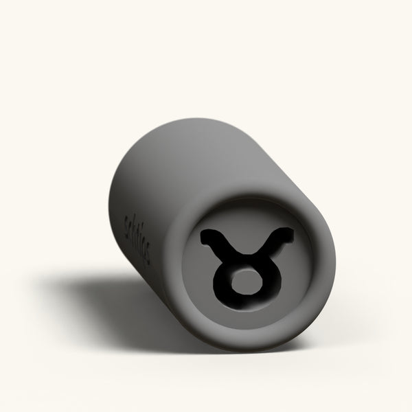 Taurus custom joint filter tip, reusable 12mm charcoal rolling tip with the Taurus zodiac symbol in the face