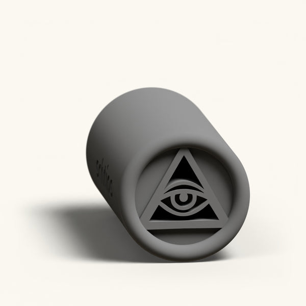 All Seeing Eye custom joint filter tip, reusable 12mm charcoal rolling tip with the eye of providence in the face