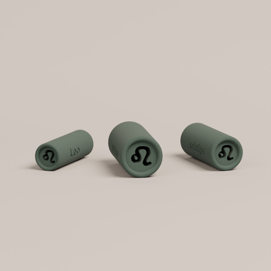 Reusable filter tips with the Leo design shown in 8mm, 10mm, and 12mm sizes for different rolling preferences