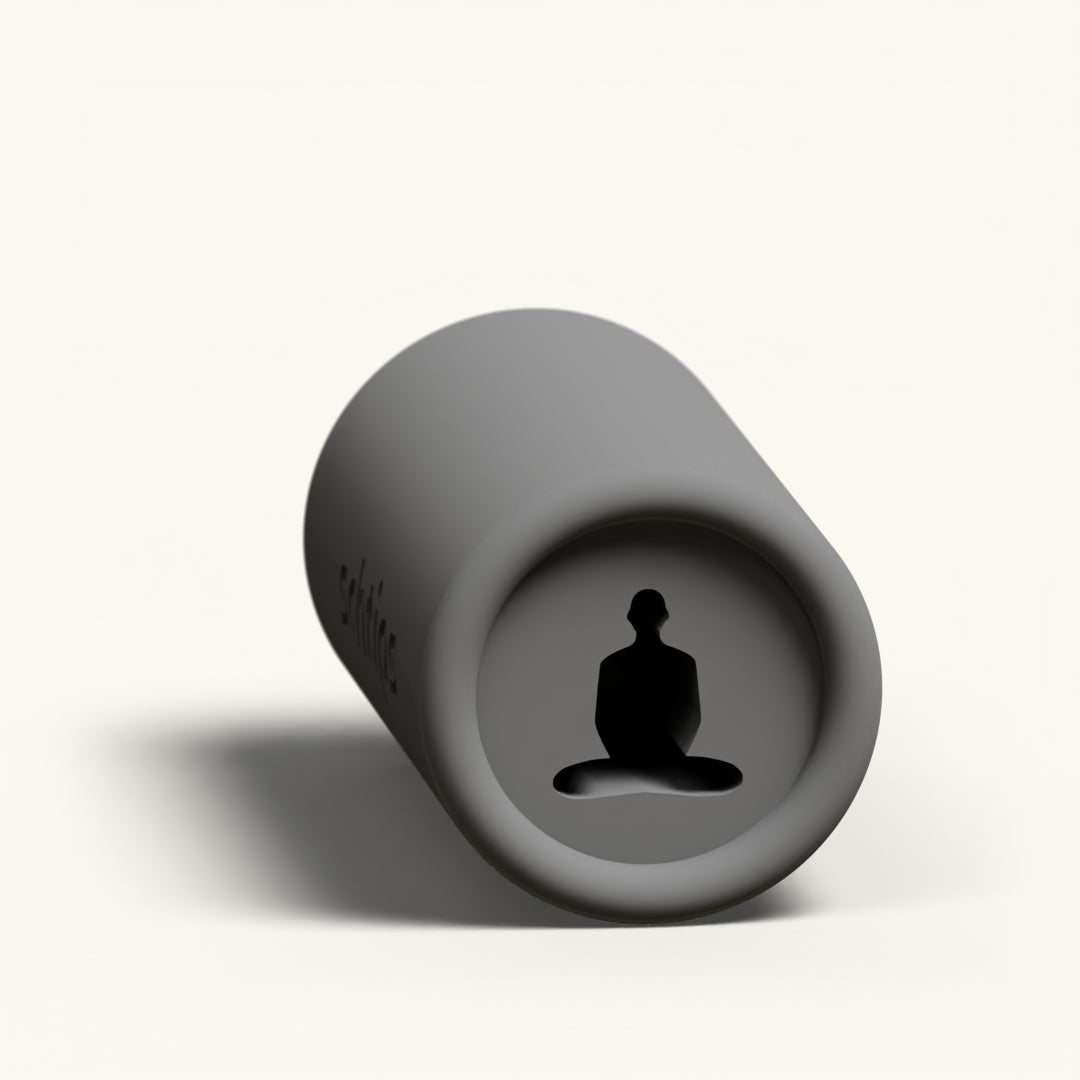 Meditation custom joint filter tip, reusable 12mm charcoal rolling tip with the seated meditation figure in the face