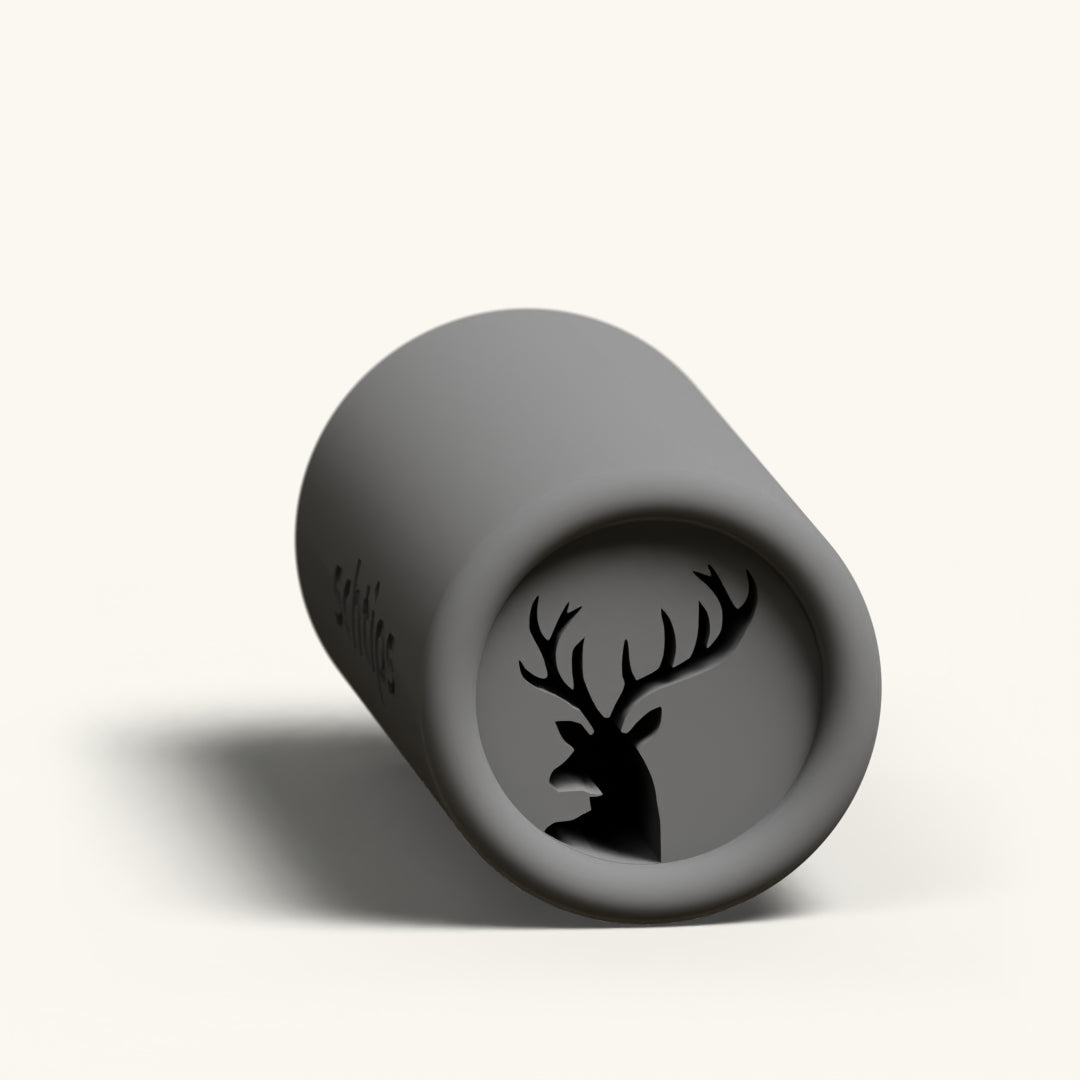 Stag custom joint filter tip, reusable 12mm charcoal rolling tip with the stag head in the face