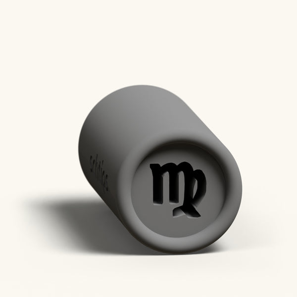 Virgo custom joint filter tip, reusable 12mm charcoal rolling tip with the Virgo zodiac symbol in the face